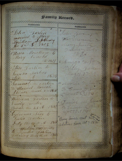 West Family Bible - Interior first page - photographed March 2017 by Lorelle VanFossen.