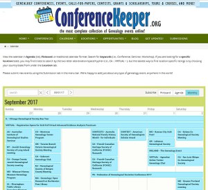 ConferenceKeeper for genealogy events conferences seminars grants scholarships.