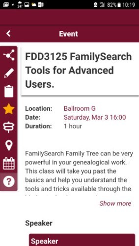 RootsTech 2018 - RootsTech App - Class Info