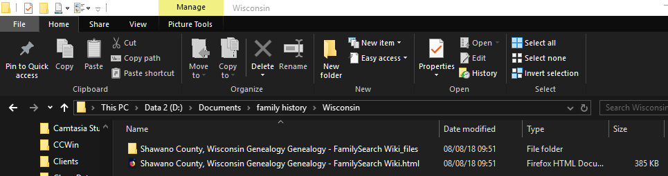 Records - Save Web Page As - File Results.