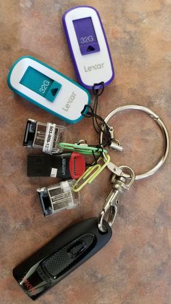Thumb and flash drives on key chain - Lorelle in the Past Lane